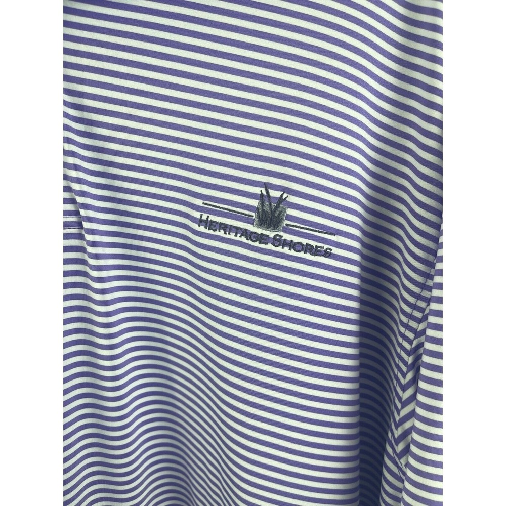 FJ FootJoy Golf Polo Shirt Men's Size XXL Purple Striped Heritage Shores READ - Picture 2 of 8